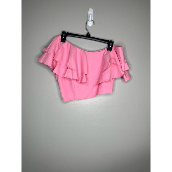 Endless Rose Pink One Shoulder Cropped Ruffle Top Fairy Pink Aesthetic Top NWT S - Picture 4 of 7